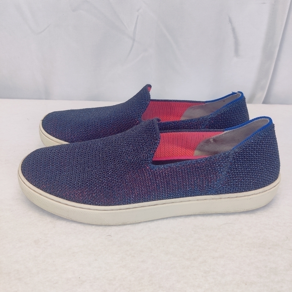 Rothy’s The Sneaker Slip-On Size 9 Navy Blue Pink Limited Edition Washable